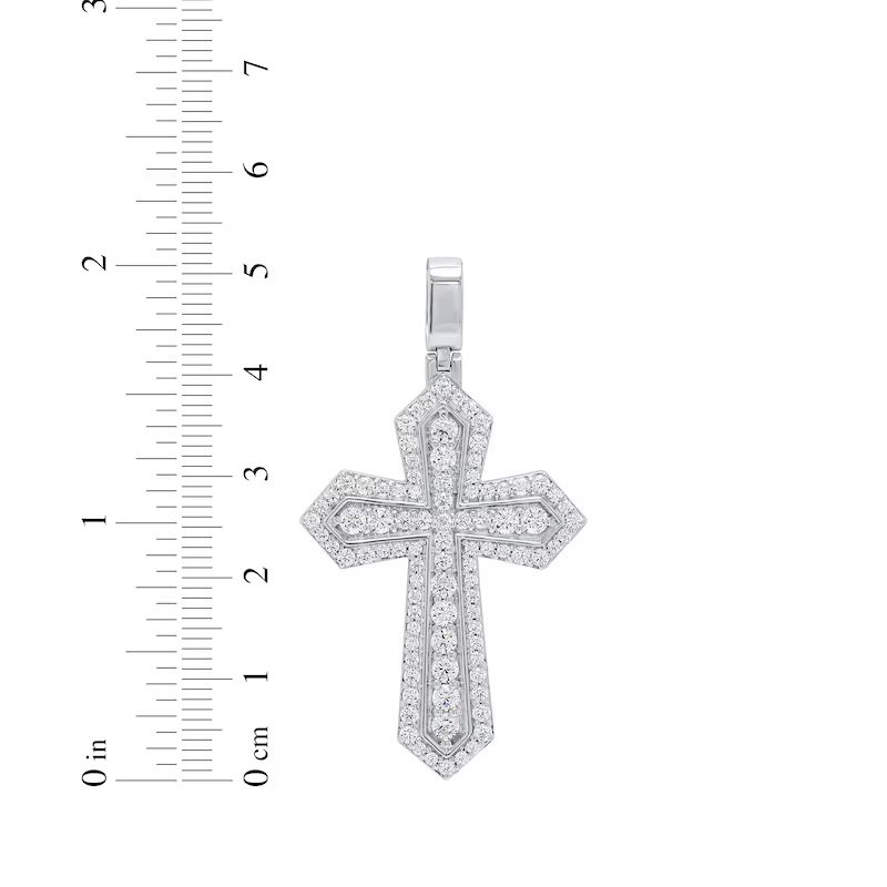 Lab VVS Diamond Roman Cross Pendant in 14K White Gold - Image 4