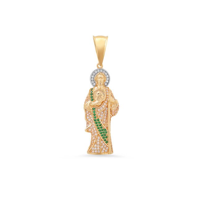 14k Solid Yellow Gold San Judaz Cz Pendant