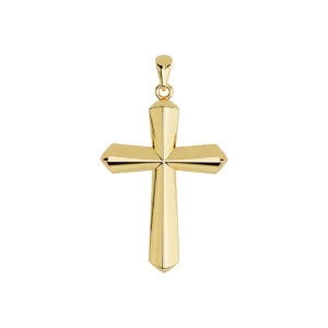 14k Solid Yellow Gold Pointed Cross