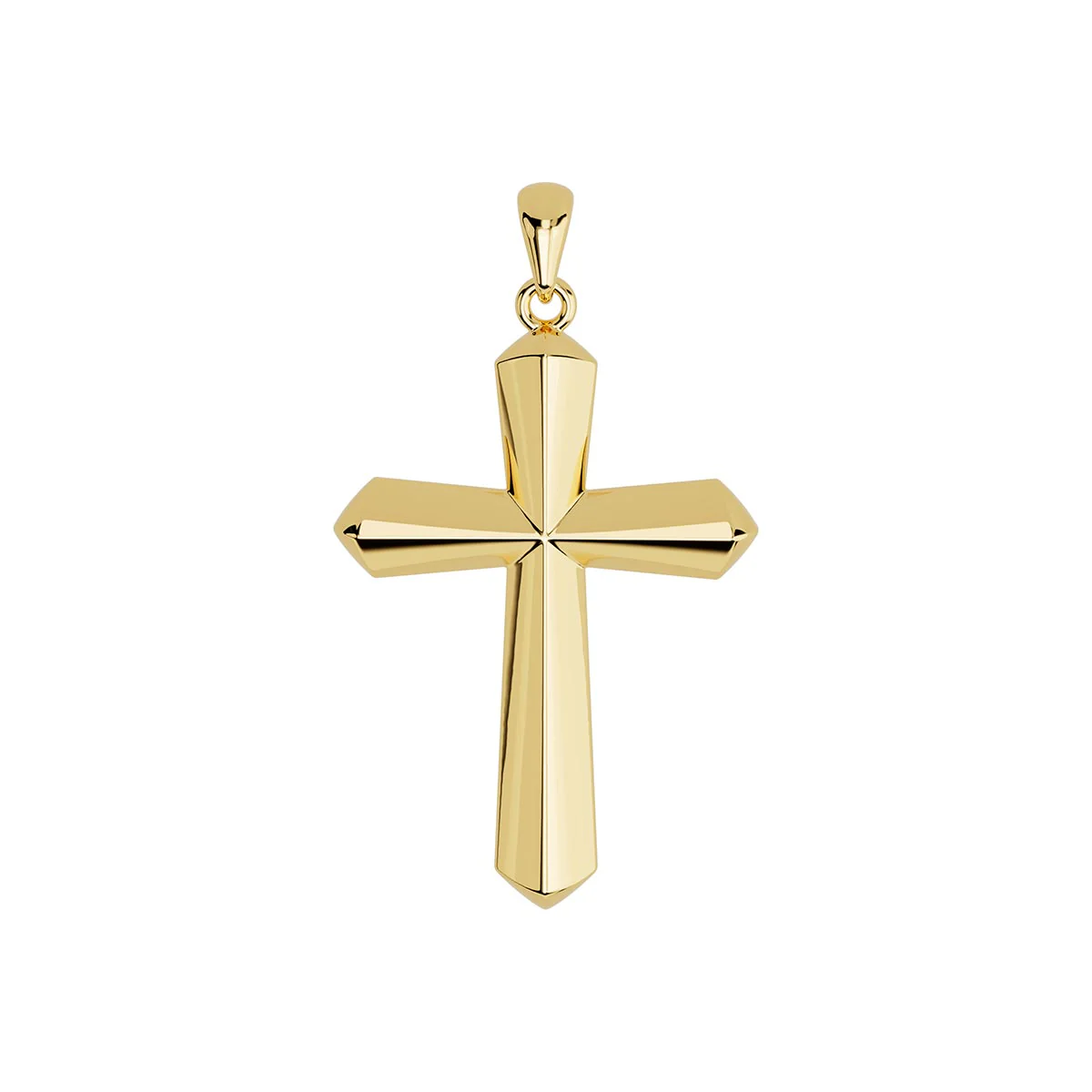 14k Solid Yellow Gold Pointed Cross