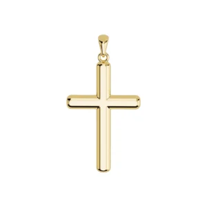 14k Solid Yellow Gold Rounded Edge Cross