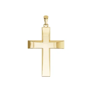 14k Solid Yellow Gold Classic Cross Pendant