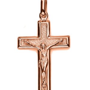 14k Solid Rose Gold Jesus Crucifix Pendant