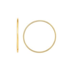 14k Yellow Gold 1.2mm Hoop Earrings 20mm Diameter