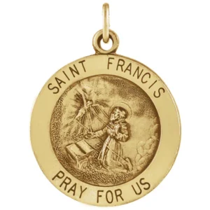 14k Solid Yellow Gold St Francis Pendant