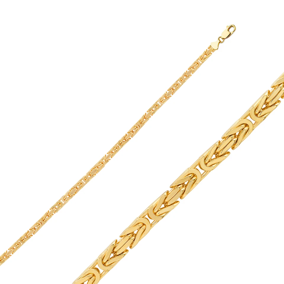24" 18K Rose Gold Diamond Byzantine Chain - 3mm